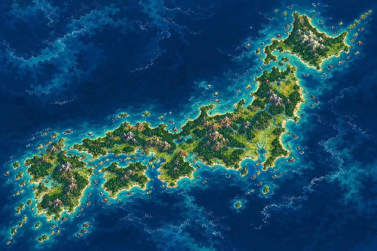 Illustrated map of Japan used for the Journey mode.