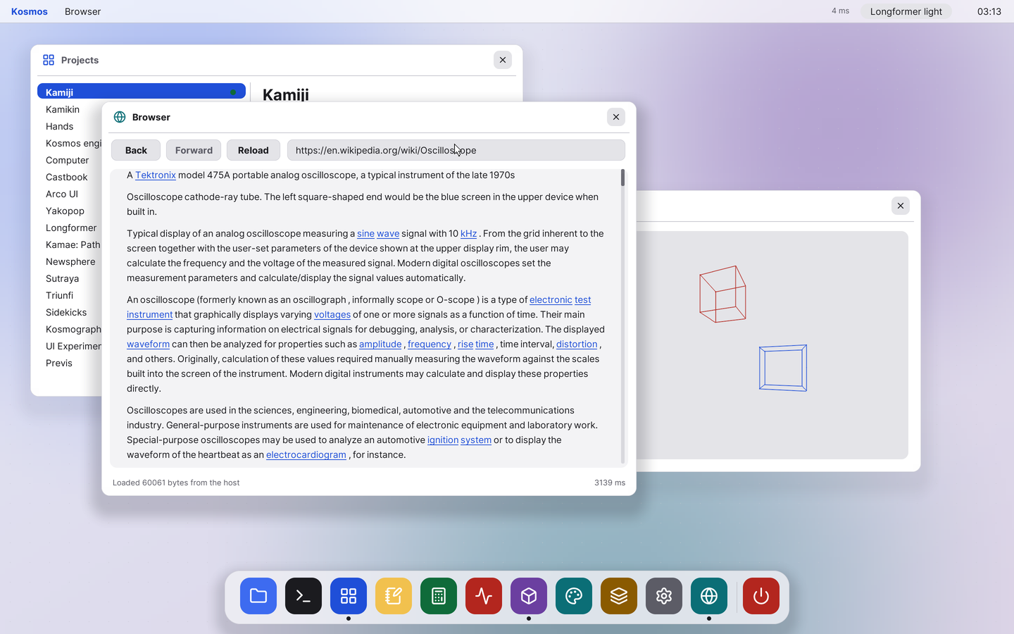 The browser showing Wikipedia