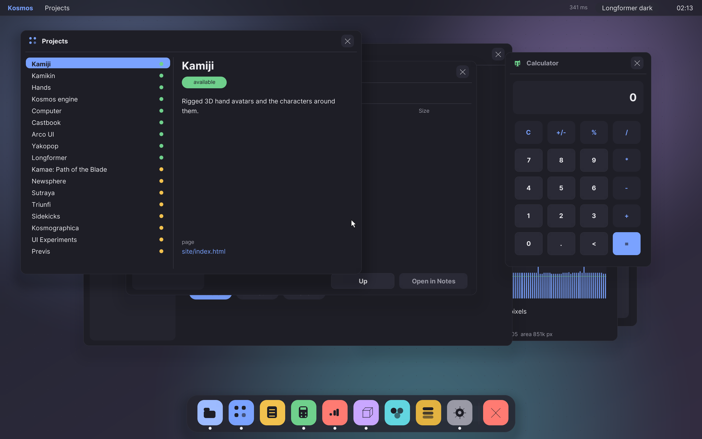 The desktop in dark mode