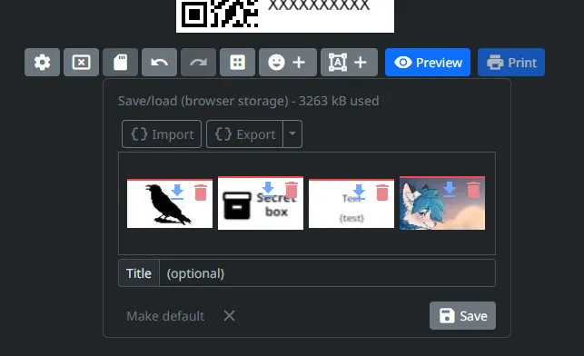 Saving and loading labels in browser storage